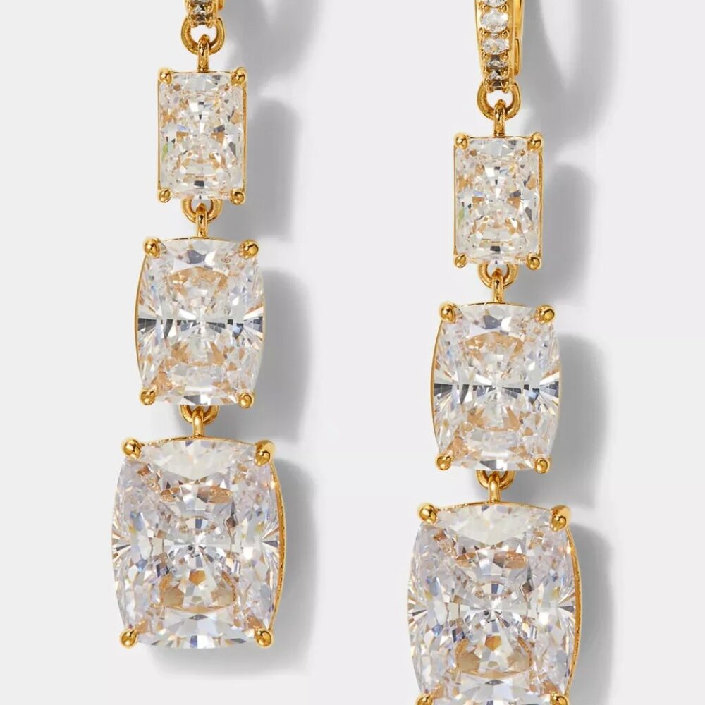 NADRI NORTHERN LIGHTS GRADUATED CZ DROP LEVERBACK EARRINGS in Gold, New with Tag
